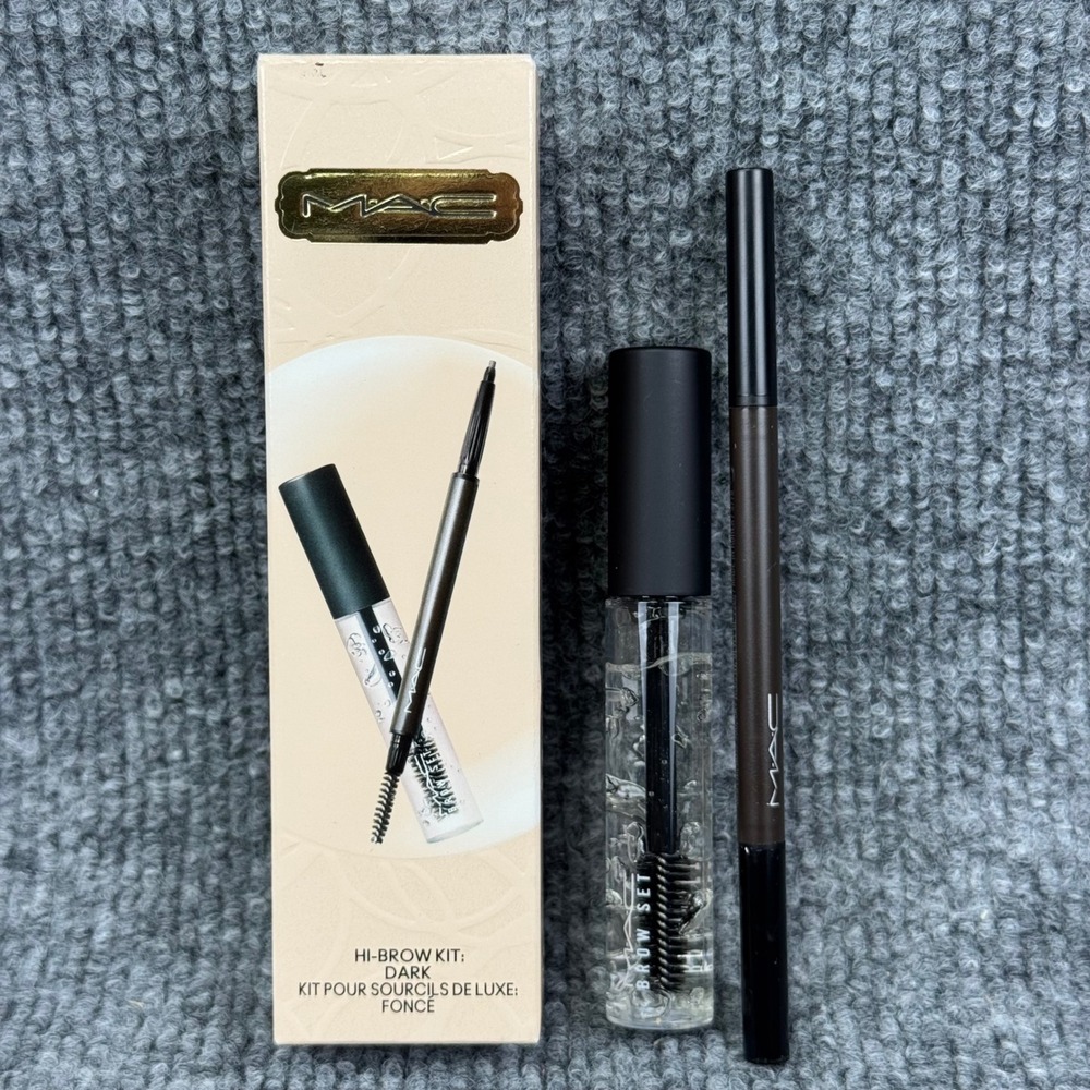 MAC Hi-Brow Kit Dark Eye Brows Stud Styler Pencil and Clear Brow Set Gel New